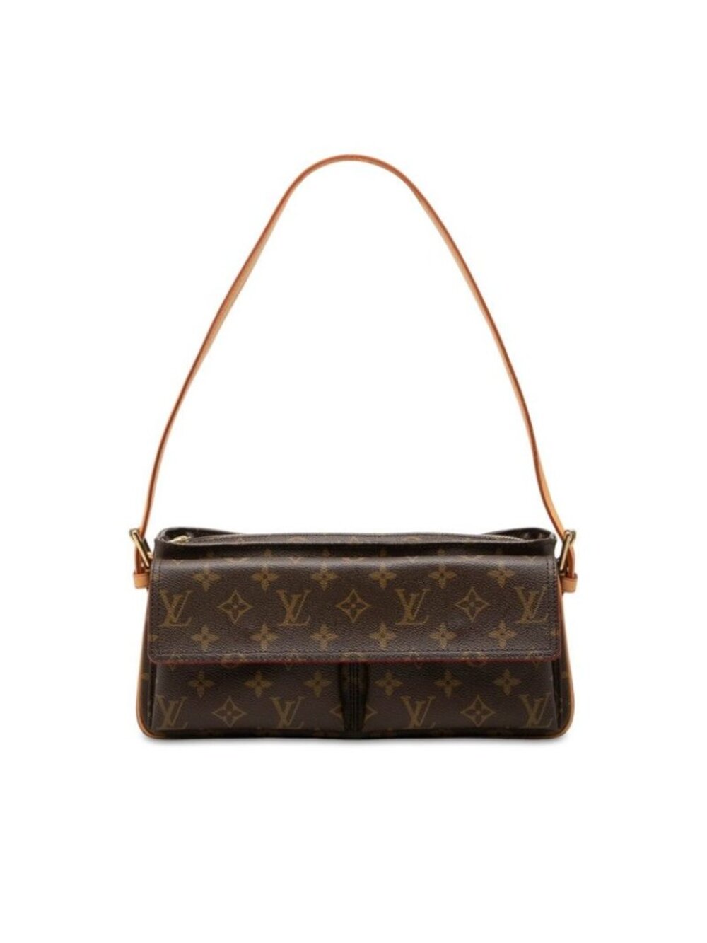 Louis Vuitton Monogram Viva-Cite MM Shoulder Bag Brown Leather